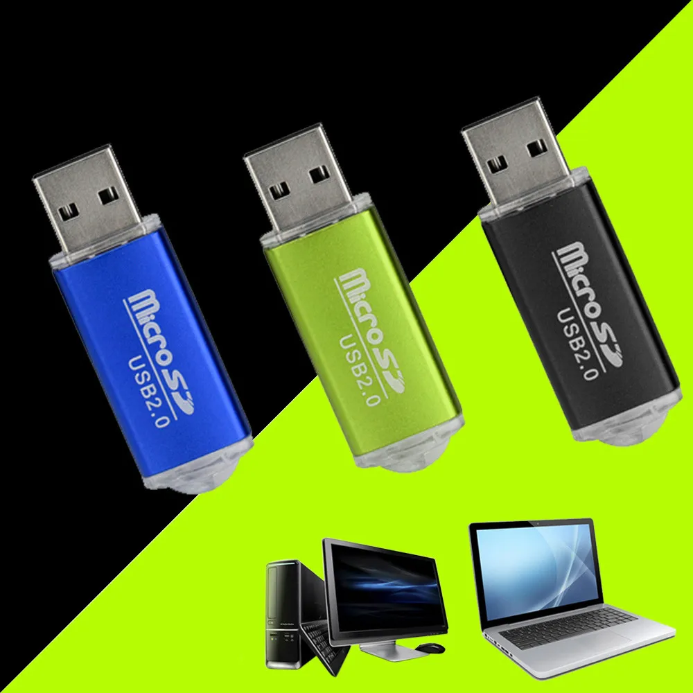 Бинмер Новый портативный картридер Micro SD SDHC Memory Adapter High Speed USB Черный Синий Зеленый на