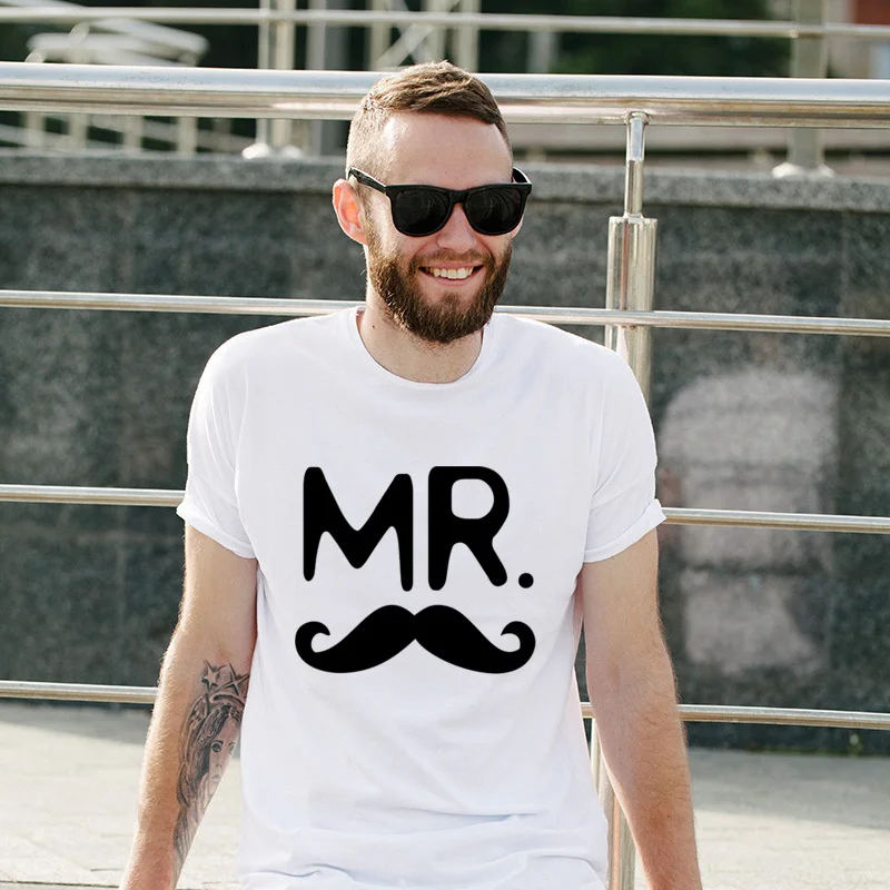 

Wholesale Mr Mustache And Mrs Lips Cotton Crazy T-Shirts O-Neck Fashionable T-Shirt Pure Cotton Men's T Shirt Unisex