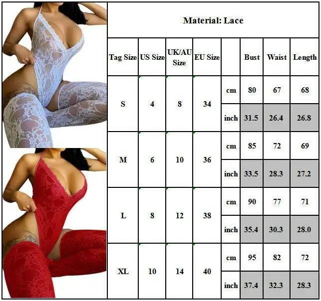 

Womens Sexy Stockings Lingerie Lace Nightwear Romper Bodysuit Sleepwear Leotard