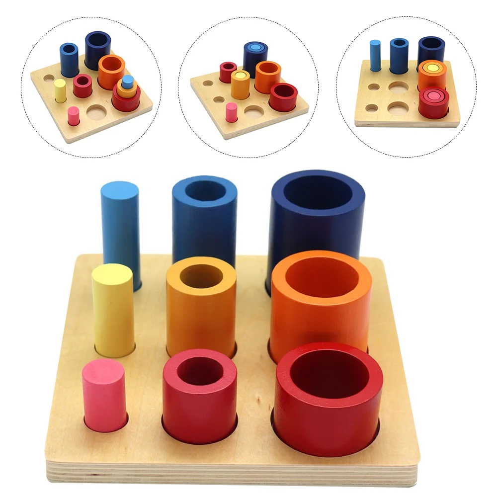 

1 Set of Wooden Colorful Blocking Color Cognitive Blocking Table