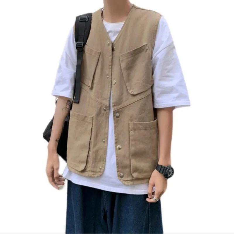 

Жилет-карго мужской, весна-осень, с несколькими карманами