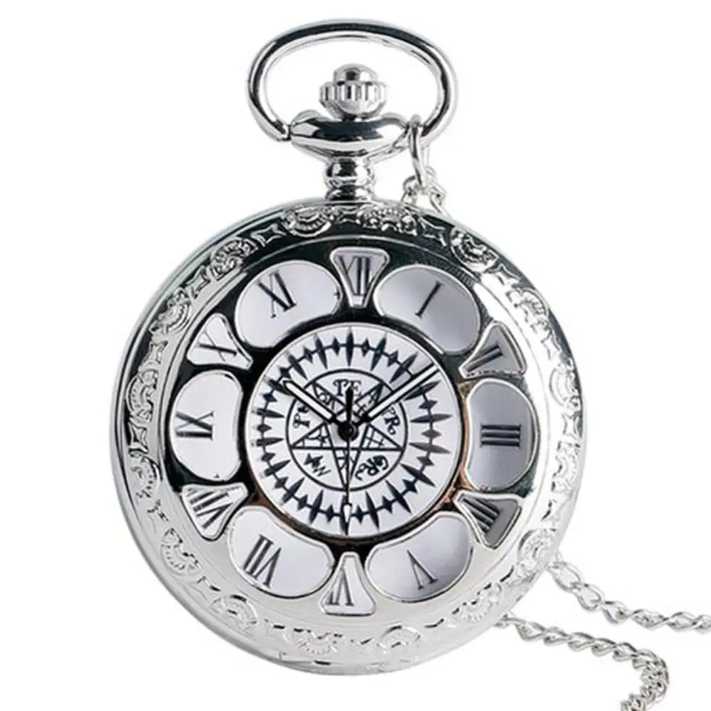 

Unisex Hollow Flower Round Dial Arabic Roman Numerals Chain Quartz Pocket Watch Classic Vintage Pendant Best Gifts for Men Women