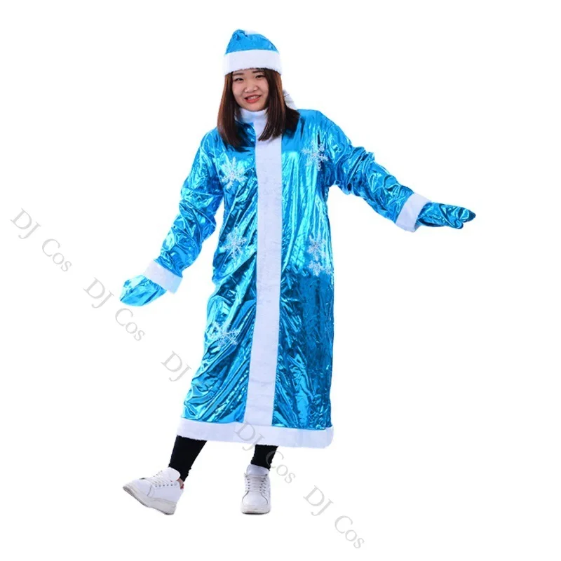 Костюм Санта Клауса Рождественский косплей голубой наряд Снежная