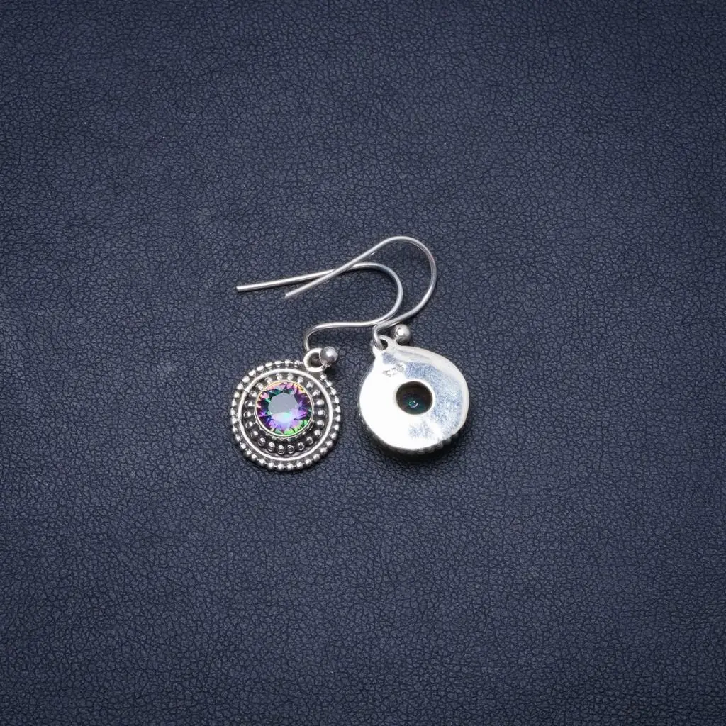 Природный Мистический топаз ручной работы уникальные серьги из стерлингового