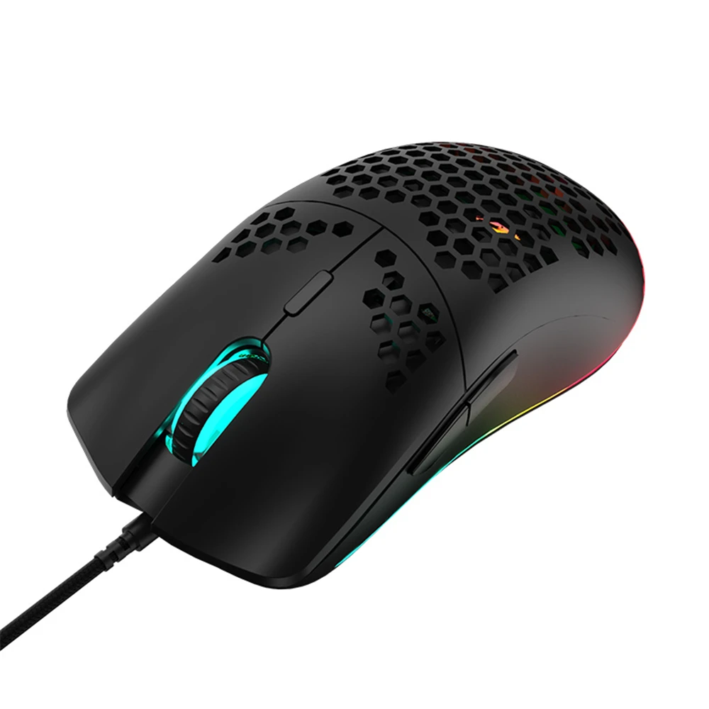 

M6 Lightweight Gaming Mouse Ultralight Cable RGB Light Programmable 7 Buttons Pixart 3325 12000 DPI for PC Xbox Game