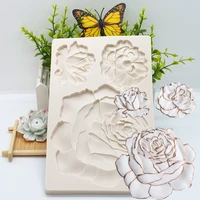 3 flower silicone mold kitchen resin baking tool diy cake pastry fondant moulds rose chocolate dessert lace decoration supplies