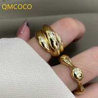 qmcoco geometric trendy new ring retro girls simple index finger ring korean women delicate silver color jewelry accessories