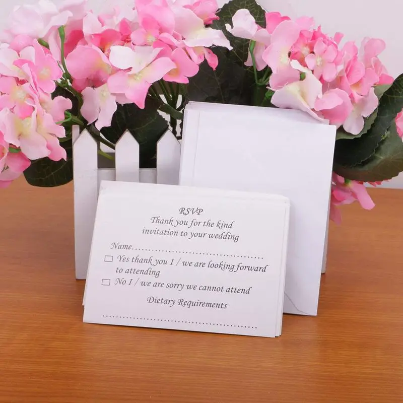 50 шт свадебный банкет RSVP карточка для ответа с конвертом | Дом и сад
