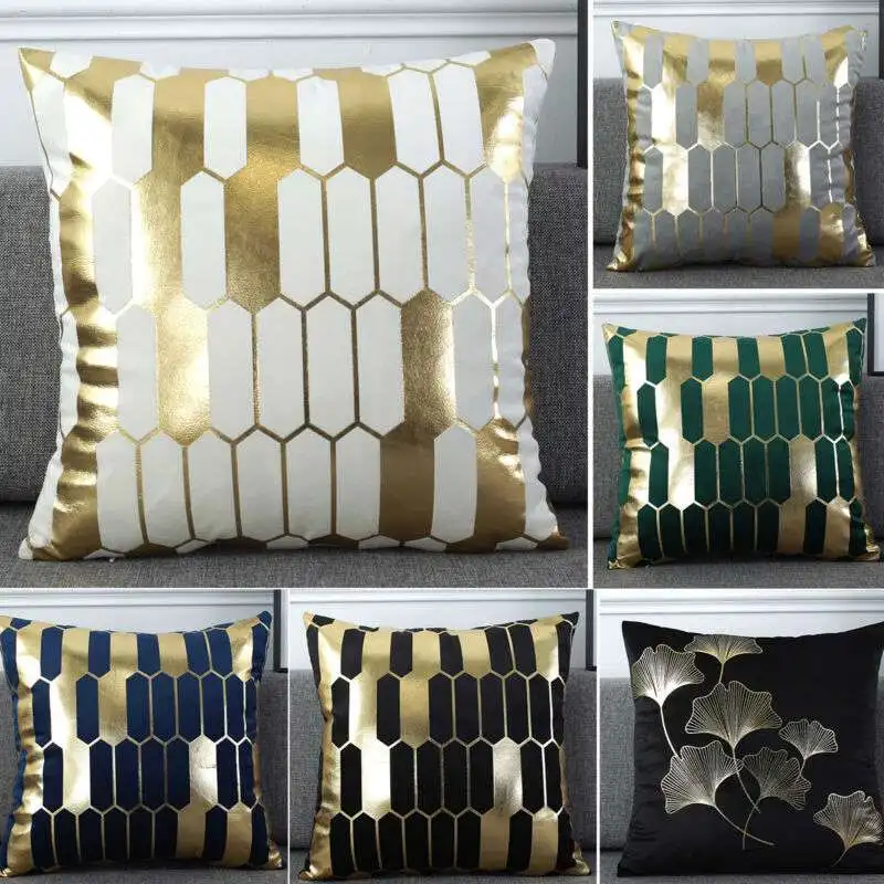 Geometric Square 45*45 cm Throw Pillow Case Gold Bronze Home Sofa Car Decor Cushion Cover Pillowcase | Дом и сад