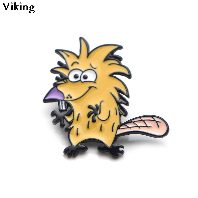 

1Pcs Cute Beaver Badges Cartoon Tie Pin Enamel Brooch Metal Pin Funny Skirt Sweater Badges Backpack Lapel Pin Gifts G0368