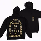 Мужская толстовка с капюшоном Kanye, черная толстовка с золотым принтом, зимняя уличная одежда, модная мужская Толстовка