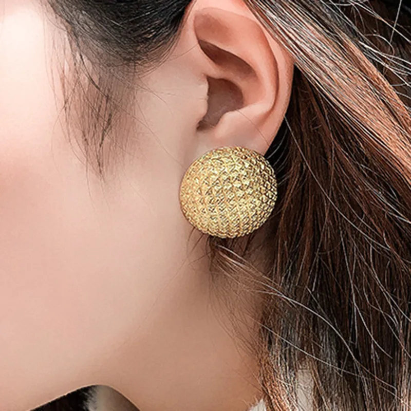 

Button Shapes Stud Earring Classics Round Large Size Piercing Earring Women Girl Fashion Trend Party Jewelry Gift 925 Silver