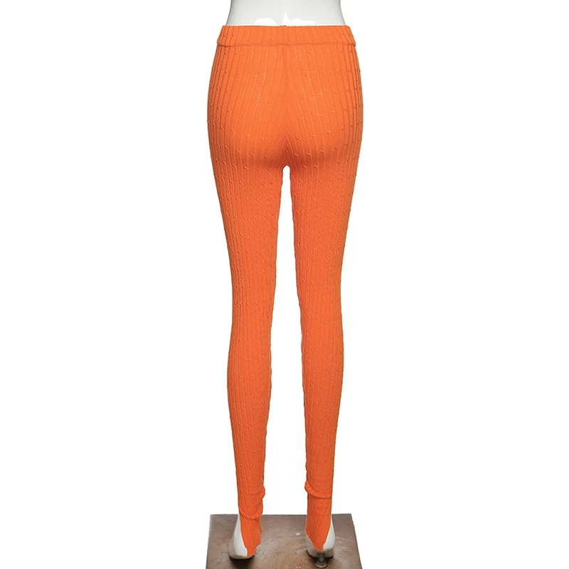 

Lyprerazy Ribbed Knit Split Hem Pencil Pants Women Elastic Joggers Sweatpant Workout Leggings Casual Bodycon Trousers