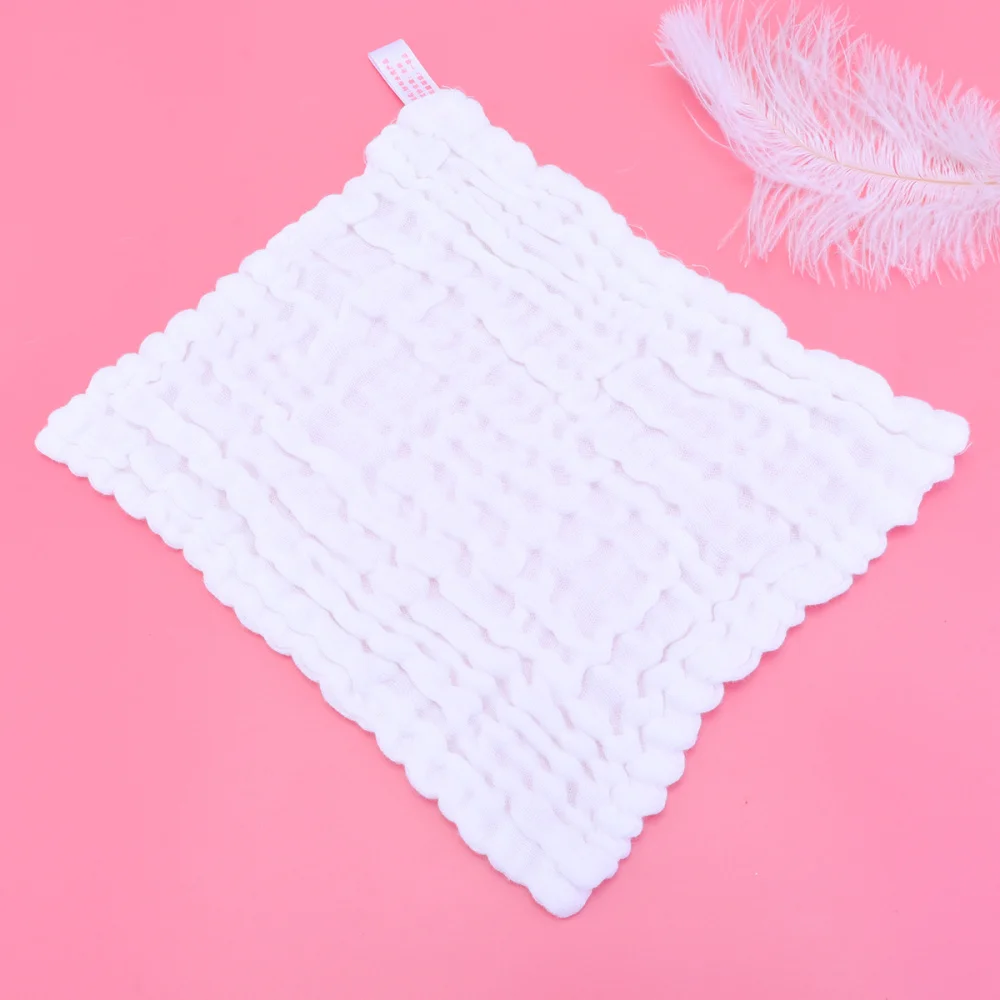 

4Pcs Face Towel Cotton Pleated Gauze Baby Face Towel Handkerchief(White)