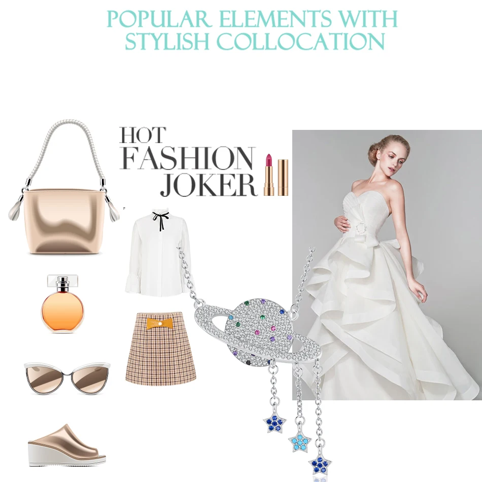 Женское Ожерелье с кулоном Galaxy Planet роскошное ожерелье из стерлингового серебра