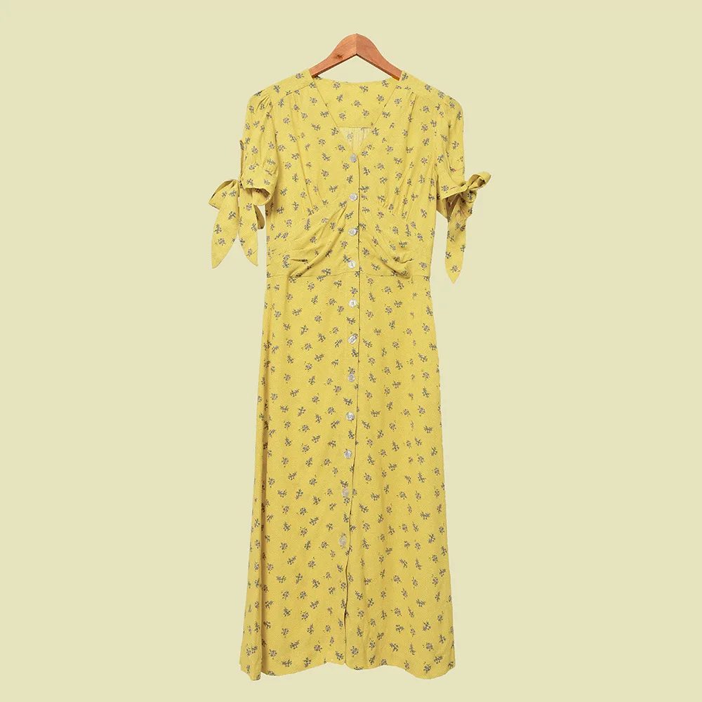 В стиле ретро Женская обувь на каждый день с цветочным принтом Платье 2020 сезон: