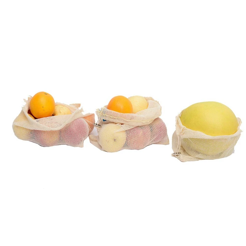 

Reusable Produce Bags, Organic Cotton Mesh Vegetable Bags, Washable Durable Recyclable Packaging Bags With Drawstring, For Stora