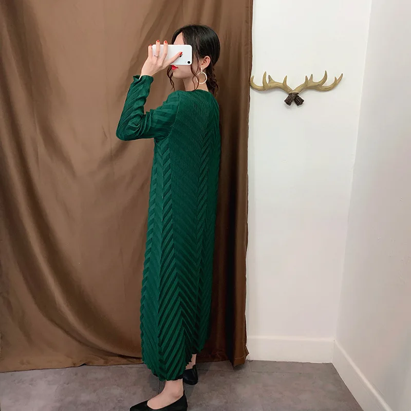 Женский плиссированный Тренч Miyake однотонное Свободное длинное пальто большого
