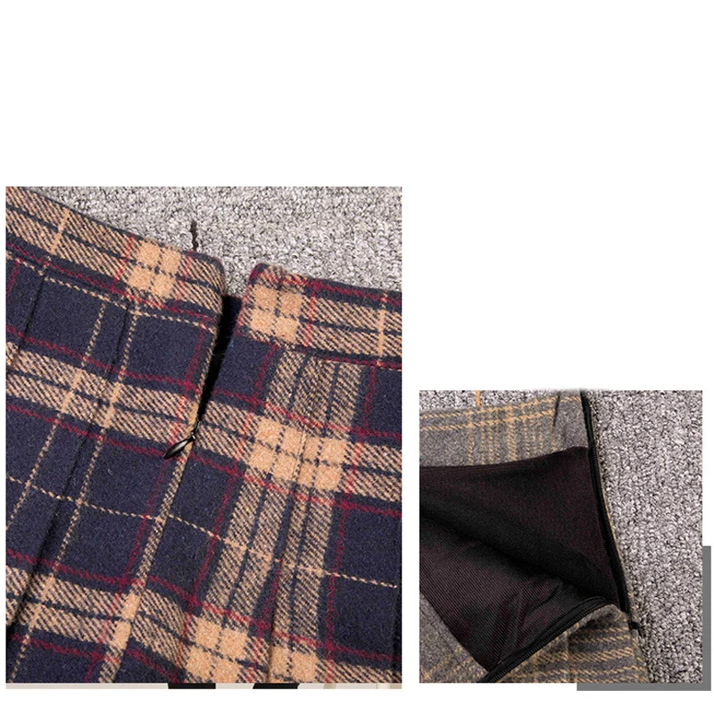 

Spring School Uniform Plaid Skirt Student Pleated Skirts JK Suit High Waist Anime Cosplay For Winter Wool Bottoms
