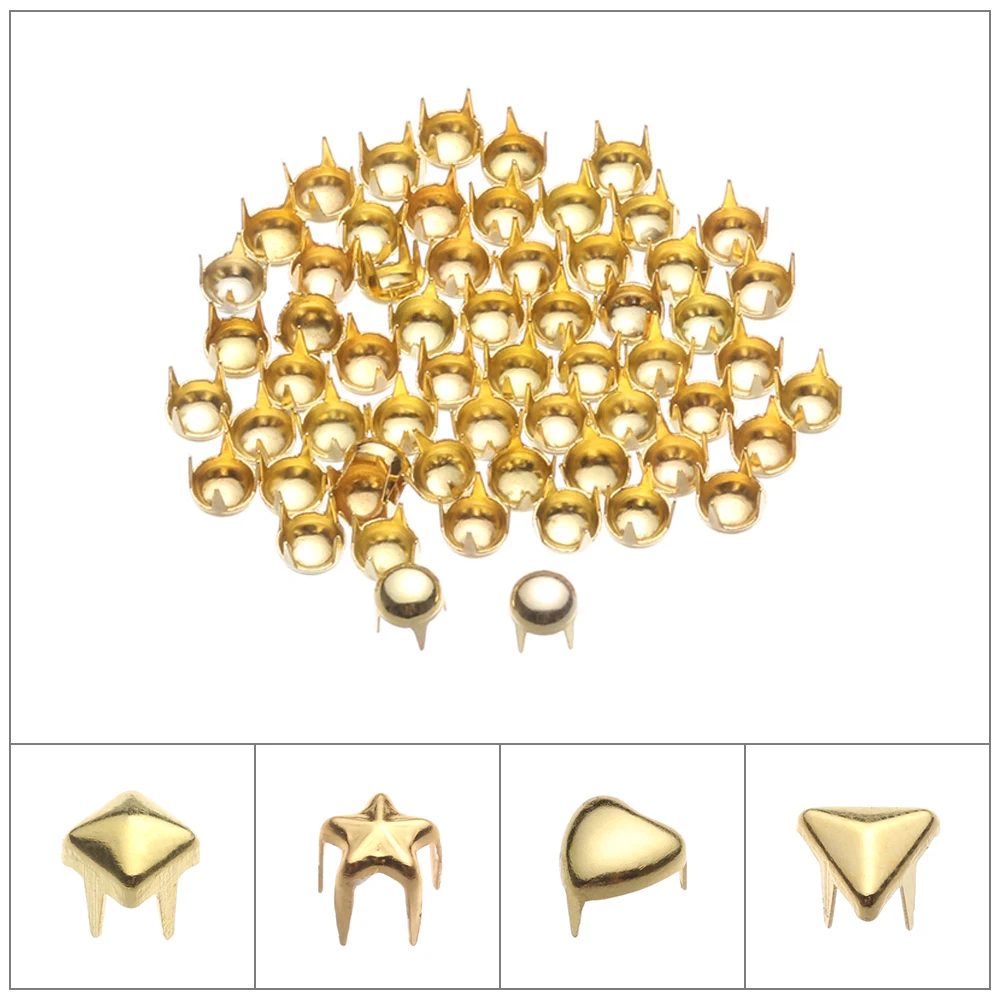 Gold 50 шт. 4/5/6 мм ультра-небольших металлических пряжек для кукольной одежды супер мини Вышивка «звёздочки» или «бриллианты» Форма Сумки Пряжка кукла кнопки аксессуары для обуви - Цвет: Gold