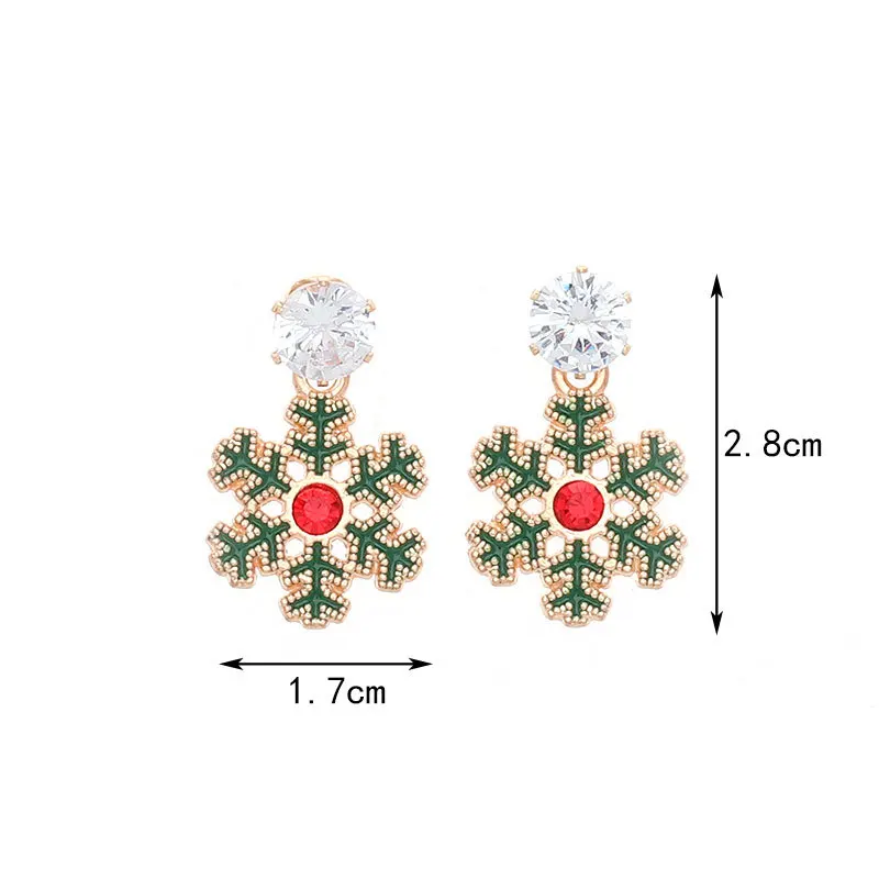 

Christmas 2020 earings fashion jewellery kpop Snowflake zirconia pendientes aesthetic accessories minimalist aretes de mujer