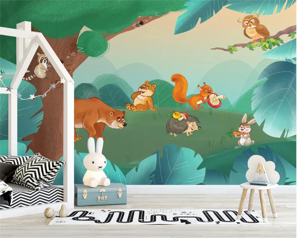 Beibehang пользовательские шелковистые зеленые стерео классические обои Лес