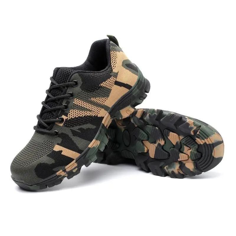 

Men's Steel Head Work Safety Shoes Casual Breathable Outdoor Sports Shoes Puncture Protective Boots Comfortable Camouflage Shoes