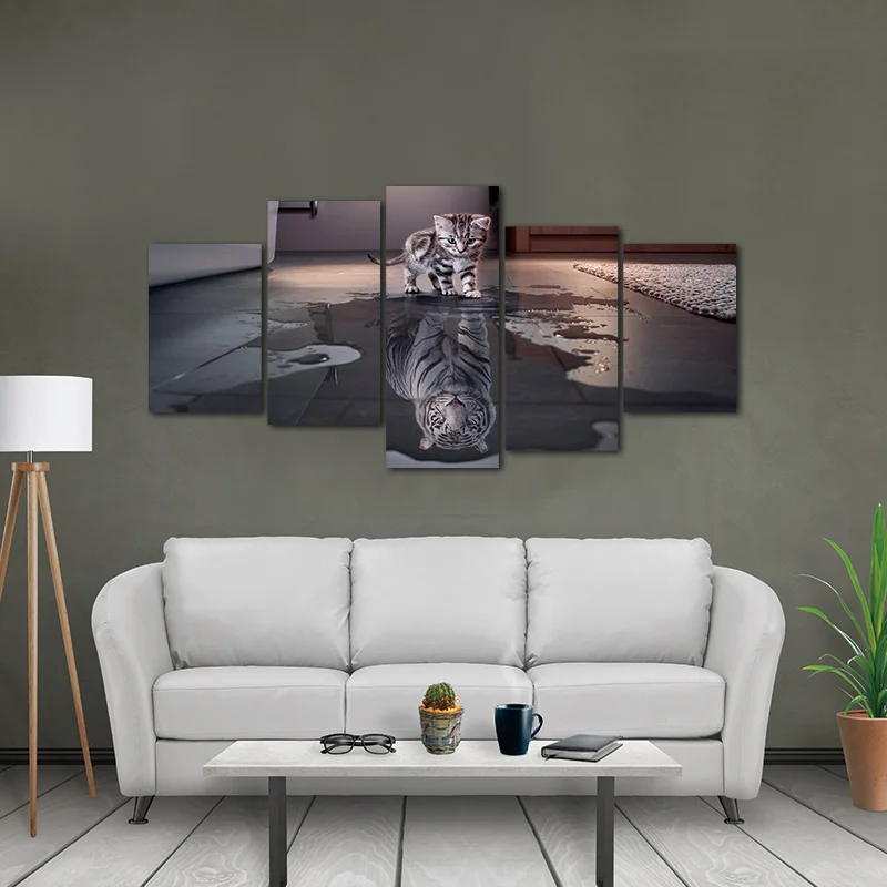 5 шт. абстрактная живопись принт с кошкой и тигром постер на холсте Настенный