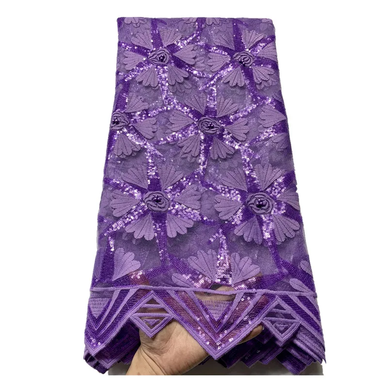 

French Sequins Tulle Lace Fabric High Quality African Lace Fabric Nigerian Mesh Lace Fabrics for Party Dress