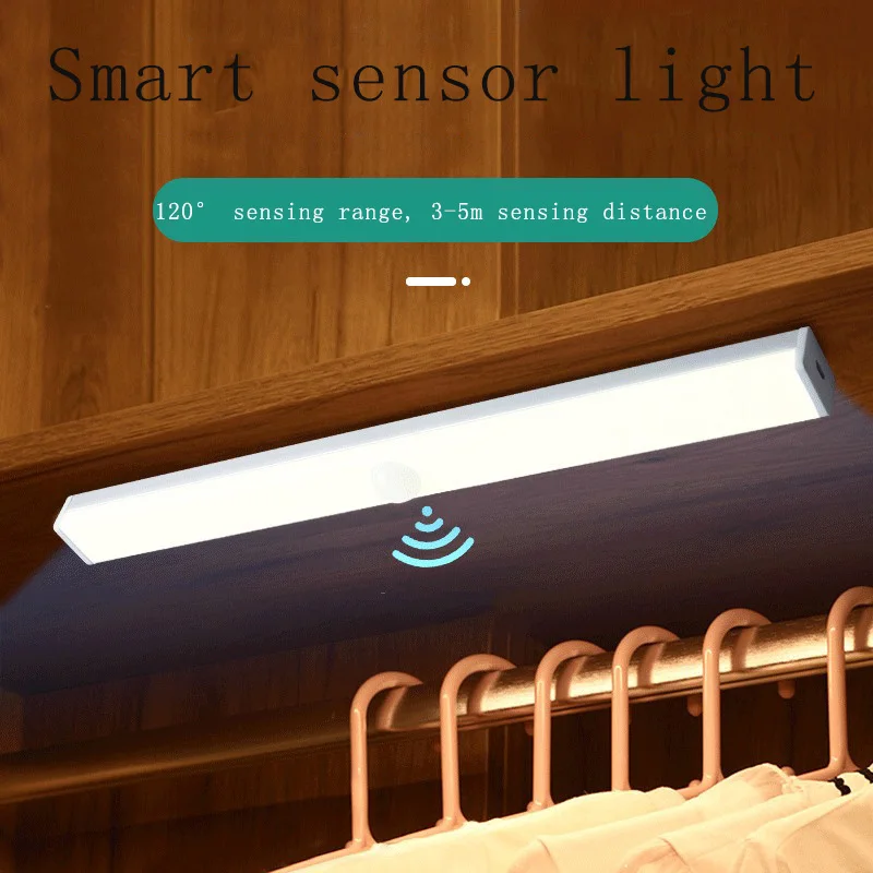 led motion sensor light smart night light long rechargeable kitchen cabinet wardrobe light free global shipping