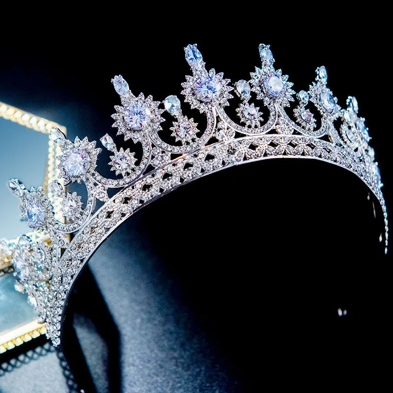 

FORSEVEN Luxury Fashion Bride Headdress Gorgeous Handmade Zircon Rhinestone Crown Wedding Tiara Party Headband Hair Jewelry JL