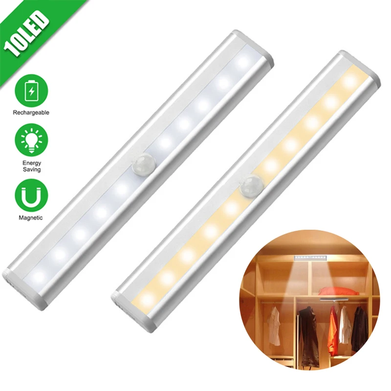 Движения Сенсор светодиодный ночной Светильник Перезаряжаемые Беспроводной