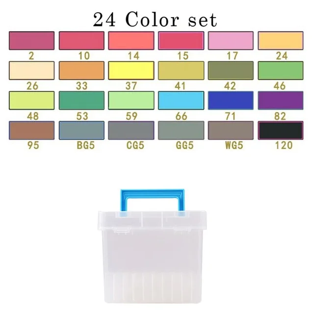 24 Color with a box Улучшенный художественный маркер спиртовые маркеры двуглавый маркер ручка комплект, принадлежности для живописи красочные водонепроницаемые ручки кисти ручка чертежные маркеры - Цвет: 24 Color with a box