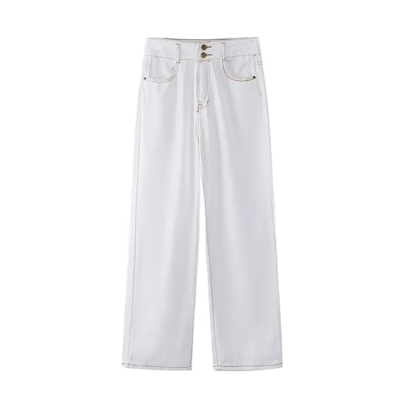 

2022 New Fashion Woman Korean Jeans Vintage Simple Wide Leg Pants Trend Mom Jeans For Women High Waisted Denim Long Trousers