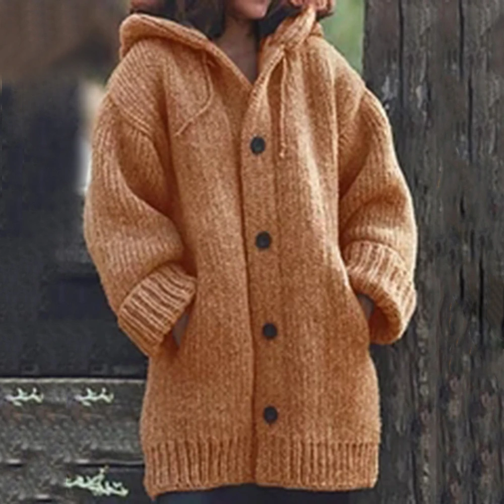 

Sfit Autumn Women Long Cardigan Solid Hooded Sweater Long Coat Winter Women Knitting Coat Plus Size 5XL Casual Knittwear2