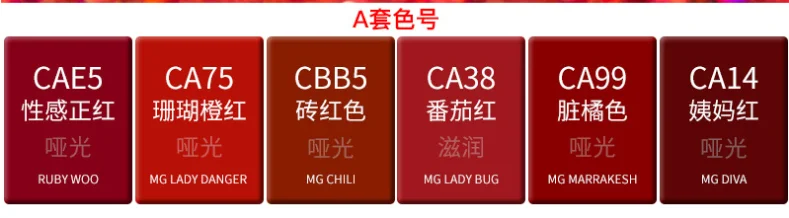 Топ Набор из помад макияж матовый набор из помад Рождественская Подарочная коробка подарок ruby woo Lady Bug Lady Danger Chili губная помада 6 шт./компл - Цвет: A