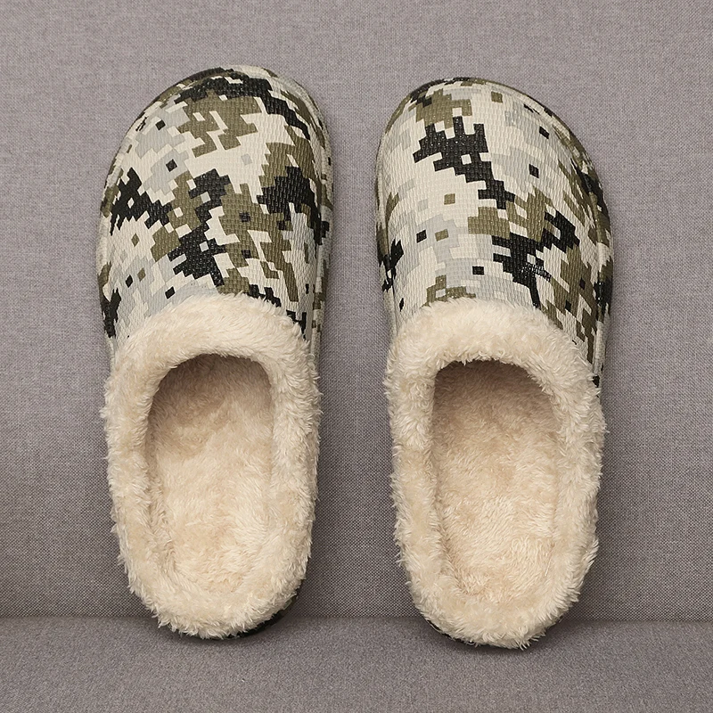

PULOMIES Men Slippers Winter Warm Furry Slippers Waterproof Indoor Home Fur Loafers Casual Plush Shoes Winter House Footwear Men