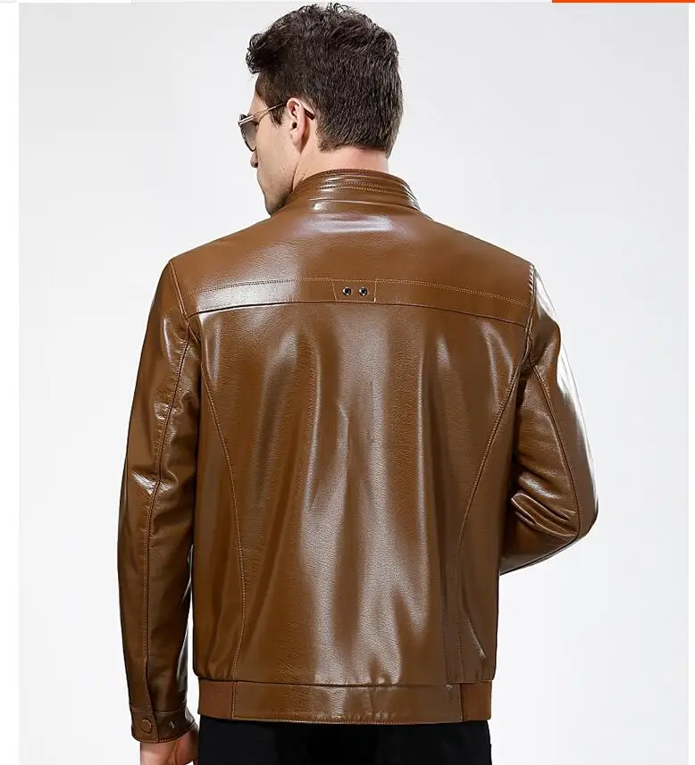 

And S-3xl Autumn Winter Men's Clothing Plus Velvet Thickening Sheepskin Stand Collar Casual Leather Jacket Coat