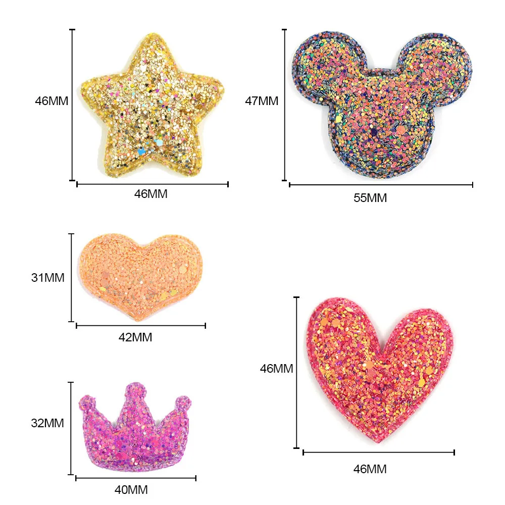10 шт. блестящих блесток нашивки в виде сердца/звезды/Корона Мягкая аппликация для