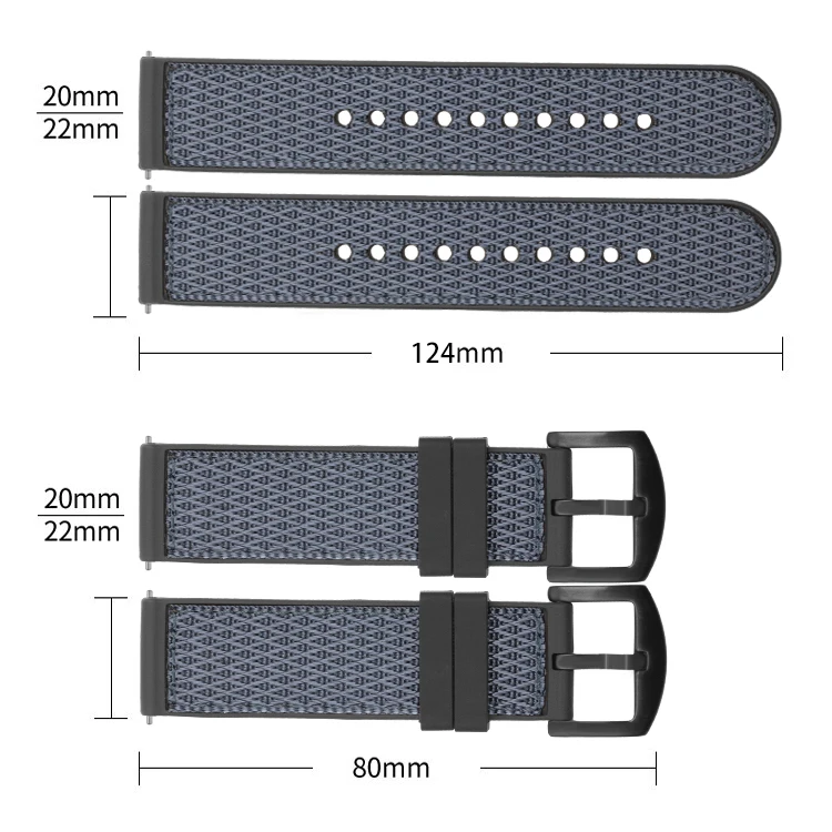 

22mm Rubber Silicone Watch Bracelets Nylon Watch band For Xiaomi Huami Amazfit GTR 47mm/Haylou Solar LS05/Amazfit Stratos 3/2/2S