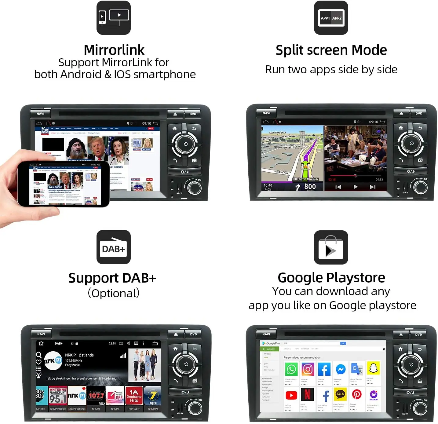 Автомагнитола Bosion на Android 10 0 мультимедийный видеоплеер с GPS для Audi A3 8P 2003 2013 2Din DVD 7