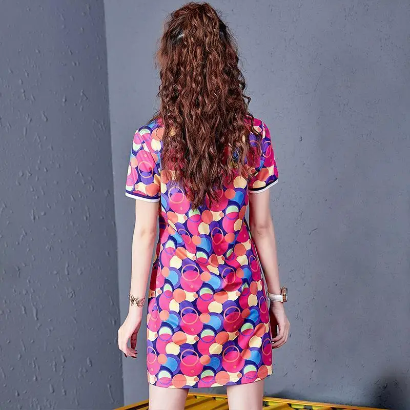

Wave point printed dress 2021 spring and summer new sports casual Polo skirt short sleeve t-shirt skirt women