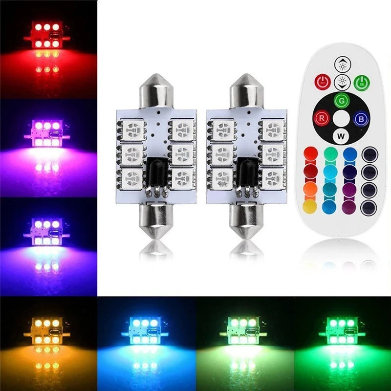 4 шт. RGB C5W 5050 6LED 39 мм Festoon Dome светильник автомобильные лампы лампа для чтения 31 36 41 |