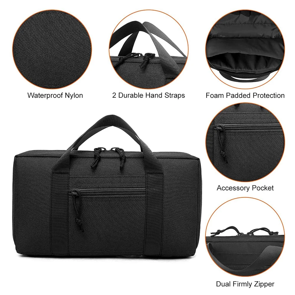 Tactical Pistol Bag with Magazine Pouch Soft Handgun Case Firearm Case Padded Pistol Holder Case Mag Carrier for Outdoor Hunting