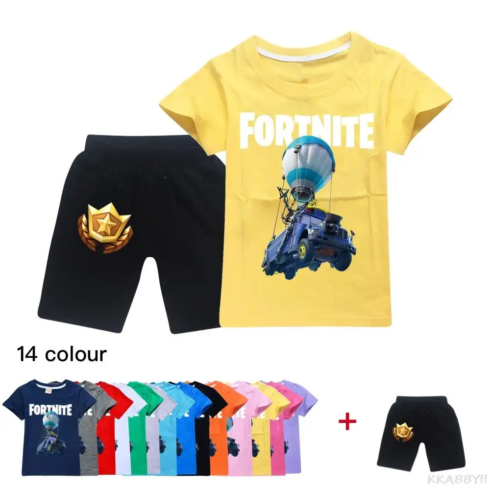 Детские костюмы Fortnites комплект одежды для мальчиков детский летний мультяшный