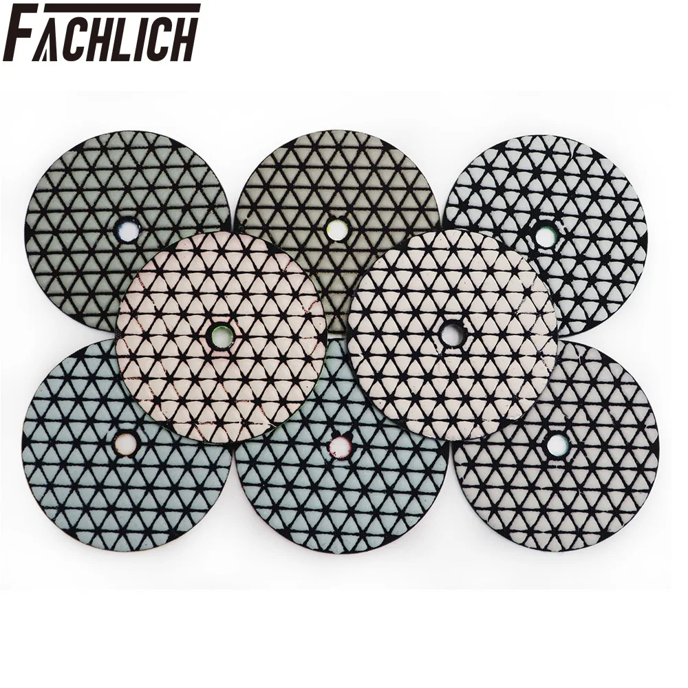 

FACHLICH 8pcs/pk Dia 4inch/100mm Dry Resin Bond Diamond Polishing Pads Diamond Flexible Sanding Disk For Stone Granite Marble