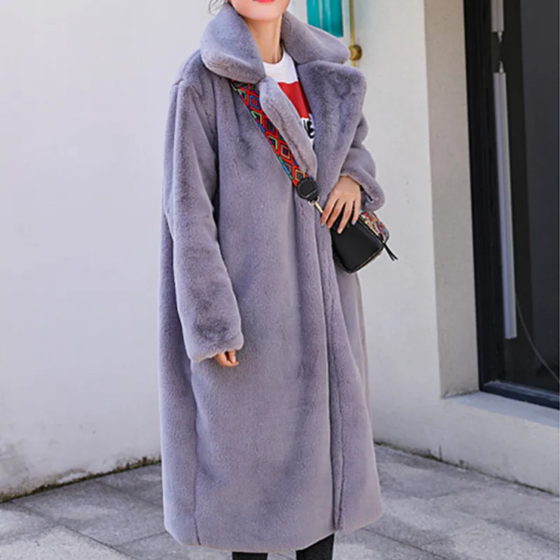 Зимняя высококачественная Женская свободная куртка с искусственным кроличьим