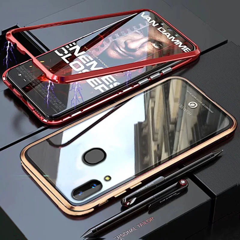 Чехол YonLinTan Coque для samsung galaxy A40 S A40S Металлическая магнитная рамка адсорбционные чехлы из закаленного стекла