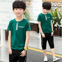 2021 summer baby boys clothes suit cotton t shirt breeches pant 2pcs set kids clothing sport for 3 4 5 6 7 8 9 10 11 12 years