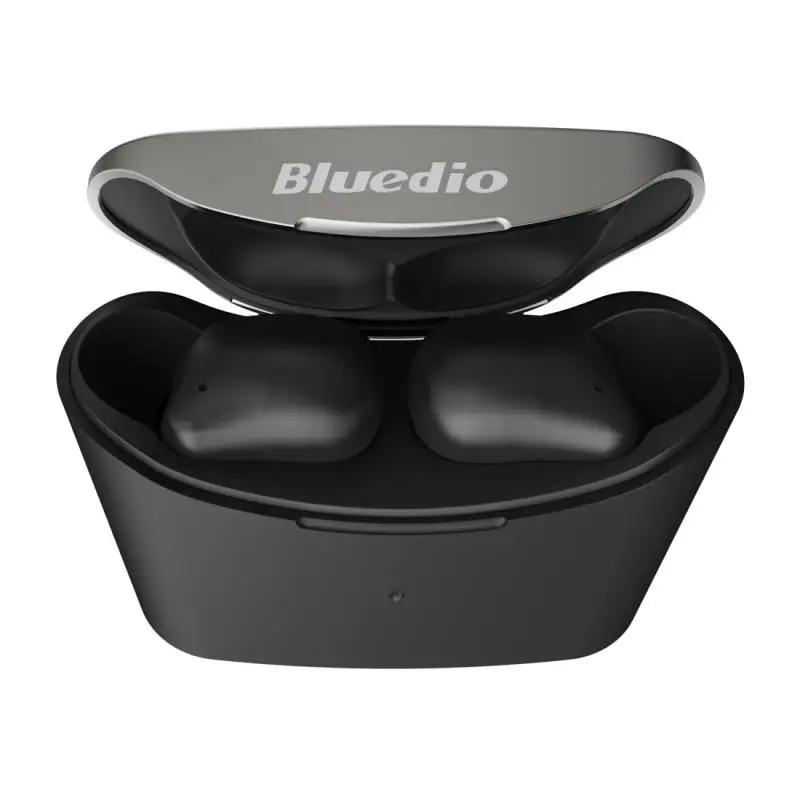 Черный Bluetooth 5,0 наушники Bluedio T-elf 2 TWS наушники спортивные беспроводные стерео наушники для iphone Xiaomi с зарядным устройством - Цвет: Черный